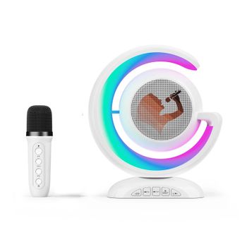 Veanxin Karaoke Iluminación Colorida Altavoz Inalámbrico Con Micrófono Dual Reproductor De Música Bluetooth - Blanco