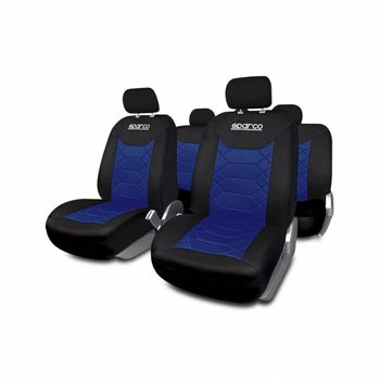 Spc1016az Juego Fundas Aiento Coche Completas Bk Azul Sparco Spc, Compatible Airbag, Trasera Partida.