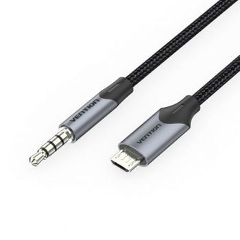 Cable Audio Vention Bdgbg/ Microusb Macho - Jack 3.5 Macho/ 1.5m/ Negro