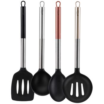 Set 4 Utensilios Cocina, Madera Haya Alta Calidad Y Nylon, Resistente Altas  Temperaturas 210ºc, No Rayan Negro Smile Sak-3 con Ofertas en Carrefour