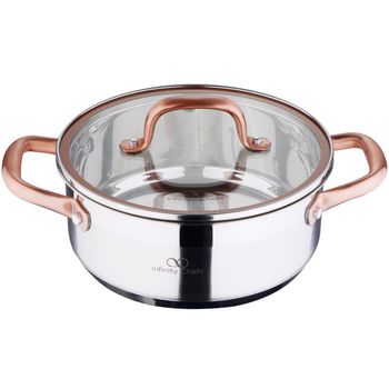 Infinity Chef - Bergner: Cacerola 20x8cm (2.3l) Acero Inoxidable Inducción 360 Con Tapa De Vidrio Infinity Chef