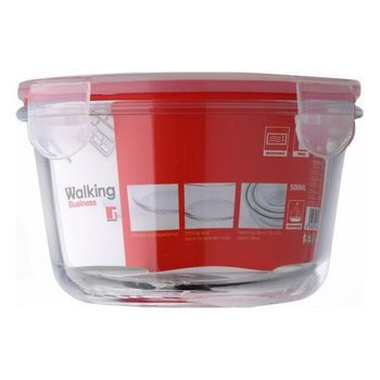 Fiambrera Bergner Rojo Silicona Vidrio De Borosilicato Capacidad 500 Ml