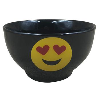 Bol 14 Cm (650 Ml) En Porcelana Negro Emoticon - Ojos Corazón