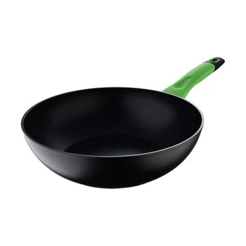 Wok San Ignacio Vitoria De Aluminio Forjado Negro, Apto Inducción, 28 X 5,4 Cm.