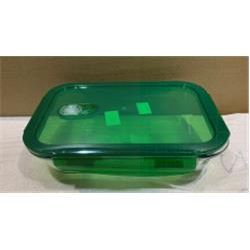 Fiambrera Hermetica Rectangular 1000ml San Ignacio Vitoria De Borosilicato En Color Verde