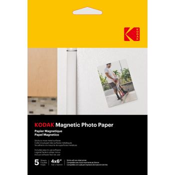 Papel Fotográfico Magnético Kodak - Paquete De 5 Hojas De Papel Fotográfico - Formato 10 X 15 Cm - Compatible Con Impresoras De Inyección De Tinta