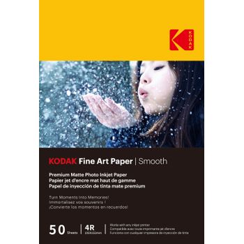 Kodak 9891093 - 50 Hojas De Papel Fotográfico 230g/m², Mate, Formato A6 (10x15cm), Impresión Inkjet Liso