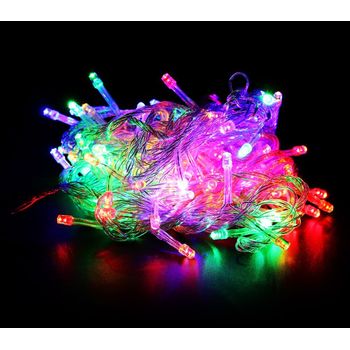 498831 Tira Led De 100 Guirnaldas Efecto Multicolor (cable Transparente)