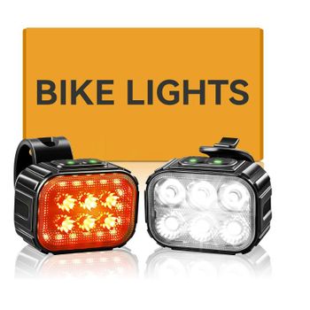 Luces De Bicicleta Para Montar De Noche Juego De Faros Y Luces Traseras De Bicicleta Accesorios Linterna Led Brillante Para Bicicleta Delantera Y Trasera, Luces Para Cochecito De Niños Adultos (negro)