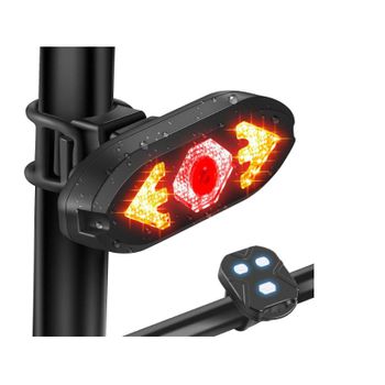 Luz Trasera Inteligente Para Bicicleta Con Señales De Giro, Luces Traseras Remotas Para Bicicleta, Intermitentes Para Bicicleta Recargables Por Usb A Prueba De Agua Con Bocina Para Bicicleta (negro)