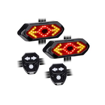 Luz De Bicicleta Luz Trasera De Bicicleta De 2 Piezas Con Señales De Giro Control Remoto Inalámbrico Luz Trasera De Bicicleta Led Impermeable Usb Recargable (negro)