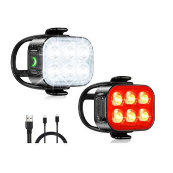 Luces De Bicicleta Ultradelgadas, Luces De Bicicleta Recargables Usb Para Conducción Nocturna, Luz De Bicicleta Impermeable Ip65, Carga Rápida De 1,5 Horas, Fácil De Instalar (negro)