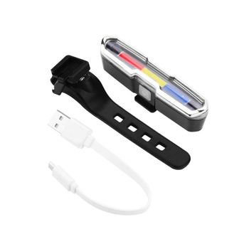 Luz Trasera De Bicicleta Led Recargable Por Usb Luz De Advertencia De Bicicleta Impermeable (negro)