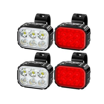 Juego De Luces Para Bicicleta, 2 Juegos De Luces Para Bicicleta Recargables Usb Superbrillantes, Luz De Seguridad Ipx65 Impermeable Con 8/12 Modos De Opciones (negro)