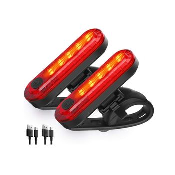 Luz Trasera Para Bicicleta Potente Led Usb Recargable, Luz Trasera Para Bicicleta Combinaciones De Luces Traseras Para Bicicleta A Prueba De Agua (negro)