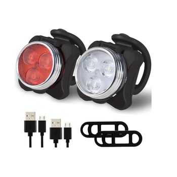 Luz Para Bicicleta, Luz Delantera Y Trasera Para Ciclismo Usb, Luces Impermeables Para Bicicleta De Montaña Y Carretera, Luces De Ciclo De Fácil Montaje (negro)