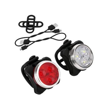 Luces Para Bicicleta, Juego De Luces Para Bicicleta Recargables Por Usb, Juego De Luces Delanteras Y Traseras Impermeables Para Bicicleta De Montaña, Carretera, Camping, 650 Mah, 4 Modos (negro)