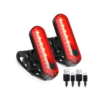 Luces De Bicicleta, Luz Trasera Led Para Bicicleta, Paquete De 2, Luces Traseras De Bicicleta Recargables Usb Ultrabrillantes, Luz Trasera De Bicicleta Impermeable, 4 Opciones De Modo De Luz (rojo)