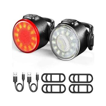 Luces De Bicicleta, Combinación De Faro Y Luz Trasera, Recargable Por Usb Y Modo De 6 Luces Súper Brillantes, Luces Delanteras Y Traseras Impermeables Ipx5 Para Bicicleta (negro)