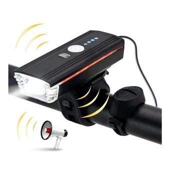 Luces Para Bicicleta, Impermeables, Recargables Por Usb, Faros Led Para Bicicleta Con Bocina Y Luz De Advertencia Lateral, Luces Brillantes Para Ciclismo De Carretera Con 4 Modos (negro)