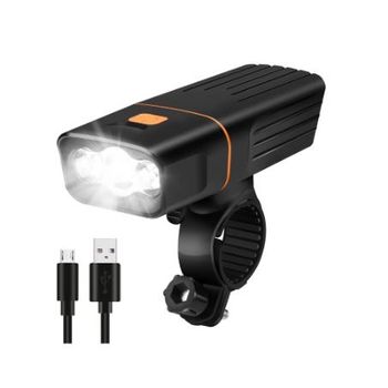 Luz De Bicicleta, Luz Delantera De Bicicleta Impermeable Ipx5 Recargable Por Usb （negro）