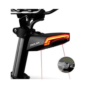 Luz De Bicicleta Luz Trasera De Bicicleta X5 Con Señales De Giro Automáticas Y Luz De Freno Control Remoto Inalámbrico Luz Trasera De Bicicleta Luz De Advertencia De Seguridad De Bicicleta Recargable Por Usb (negro)