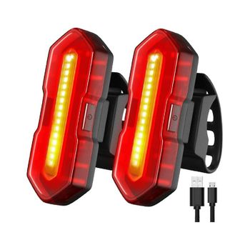 Luz De Bicicleta Paquete De 2 Luces Recargables Para Bicicleta De 100 Lúmenes, Luz Trasera Roja/blanca Para Bicicleta, 4 Horas Y 5 Tiempos De Funcionamiento (negro)