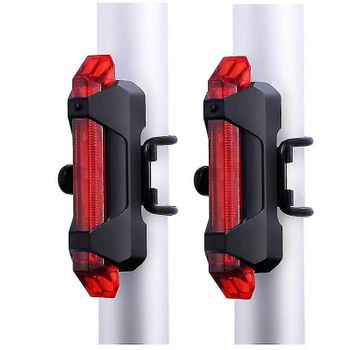 Luz De Bicicleta Recargable Usb Juego De Luces De Bicicleta Delantera Y Trasera Luz De Scooter 5 Led 4 Modos Cabeza Trasera Ciclismo Lámpara De Advertencia De Seguridad Intermitente (rojo)