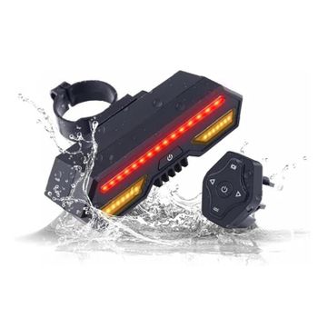 Luz Trasera De Bicicleta Con Señal De Giro, Control Remoto Inalámbrico, Luz Trasera De Bicicleta Impermeable, Luz Trasera De Bicicleta De Montaña Recargable Por Usb, Luz De Advertencia De Bicicleta (negro)