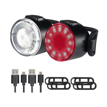 Juego De Luces Led Para Bicicleta, Luz Delantera Y Trasera Recargable Por Usb Para Bicicleta, Ipx5 Resistente Al Agua, Juego De Faros Delanteros Y Luces Traseras Para Casco De Montaña Y Carretera Para Ciclismo, Senderismo, Camping, Al Aire Libre (negro)