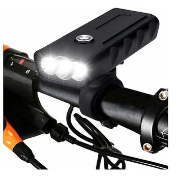 Luz De Bicicleta Recargable Por Usb, Juego De Luces Delanteras Y Traseras De Bicicleta De 3 Led De 6000 Lúmenes, Luces De Seguridad Nocturnas Impermeables De 3 Modos De Luz, Pueden Brillar Durante 6 Horas, 12 Cm × 4 Cm × 2,5 Cm (negro)