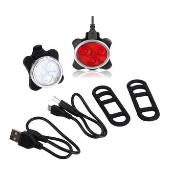 Juego De Luces Para Bicicleta Recargables Usb, Faro Delantero Superbrillante Y Luz Led Trasera Para Bicicleta, Batería De Litio De 650 Mah, 4 Opciones De Modo De Luz, Resistente Al Agua Ipx4 (2 Cables Usb Y 2 Correas Incluidos) (negro)