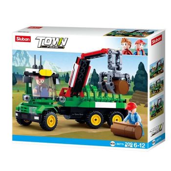 Juego De Tractor Con Remolque Y Troncos - M38-b0778 Sluban