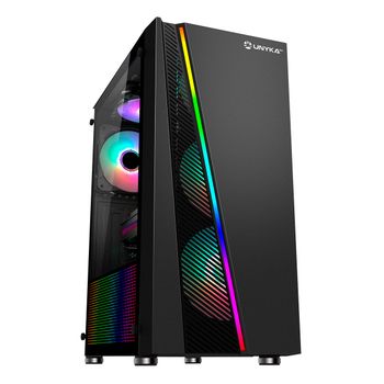 Unykach Caja Gaming Atx Glayze Rgb, Negra - 1*usb 3.0 - 2*usb 2.0