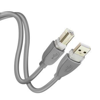 Cable Usb-a 2.0 A Usb-b 2.0 Transferencia Rápida Conexión Estable 1,8m Linq Gris