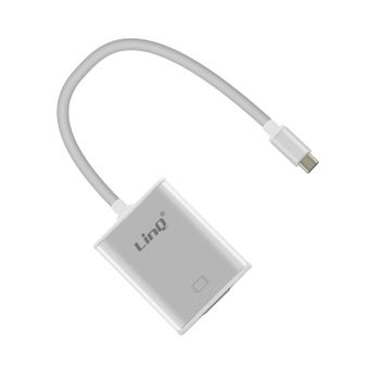 Adaptador De Vídeo Usb Tipo C Macho A Vga A Modo De Hub Vídeo De Linq - Plata