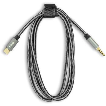 Cable De Audio De Nylon Trenzado 1,5m Linq Negro Usb-c A Jack 3,5mm Macho