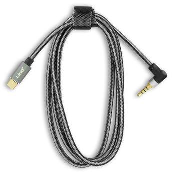 Cable De Nylon Angular De Usb-c A Jack 3,5mm 4 Pines Macho 1,5m Linq Negro