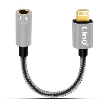 Adaptador Audio Lightning A Jack 3,5 Mm De Linq 15cm A3523 - Gris