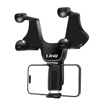 Soporte Coche Para Smartphone Fijación Retrovisor Giratorio Linq Negro