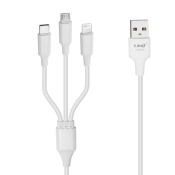 Cable Usb 3 En 1 A Micro-usb Iphone Lightning Usb Tipo C 5a Linq Blanco