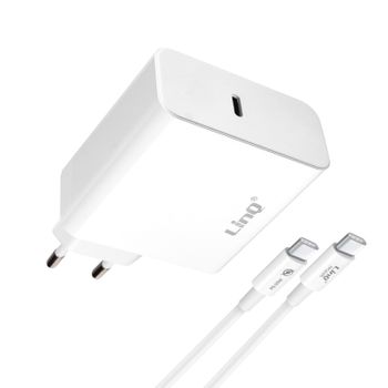 Cargador Corriente Potencia 65w Compacto Con Cable Usb-c 1.8m Linq Blanco