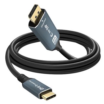 Cable Vídeo 8k Usb Tipo C A Displayport Macho Gran Resolución 1,8m Linq Negro