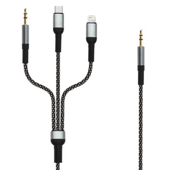 Cable Audio Multi Tomas Jack 3.5mm Usb-c Lightning A Jack 3.5mm 1.5m Linq