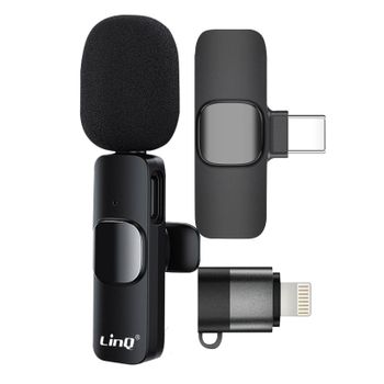 Micro Inalámbrico Linq Con Reducción De Ruido Adaptador Usb C Y Lightning Negro