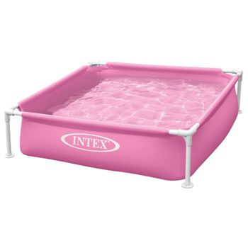 Piscina Desmontable Intex Infantil, Pequeña Y  Cuadrada Color Rosa, 122x122x30cm, 342l