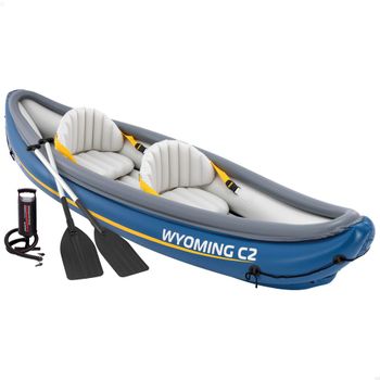 Canoa Hinchable Intex Wyoming Para 2 Personas,  89x307x53cm, Con Bomba De Hinchado Y Accesorios Incluidos