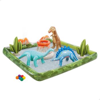 Intex - Centro De Juegos Acuático Dinosaurios Con Rociador Agua 201x201 Cm