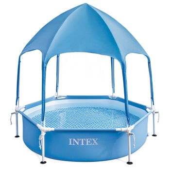 Intex - Piscina Desmontable Hexagonal Con Toldo Y Rociador De Agua Ø183x38 Cm