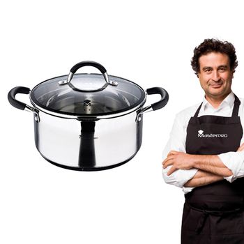 Cacerola Acero Inoxidable Masterpro 24x12cm 5l Acer.inox 18/10 Apta Todo Tipo De Cocinas